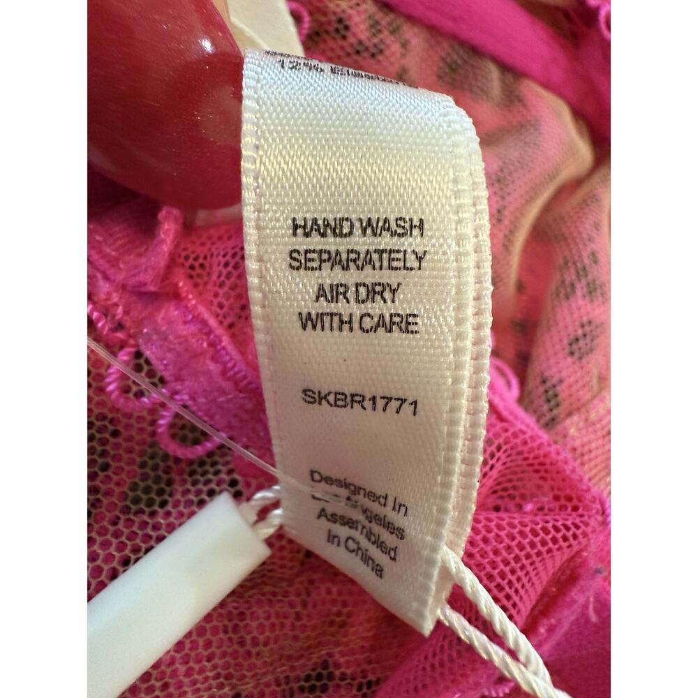 NWT For Love & Lemons Hot Pink Butterfly Lace Mesh Underwire Bra Women’s 34D NEW - Picture 12 of 16